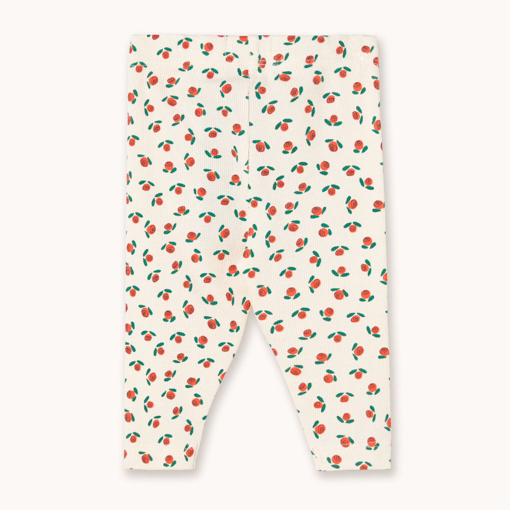 Pantalon Bébé en Maille Côtelée à Petites Roses