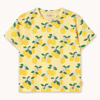 T-shirt en Maille Côtelée à Imprimé Oranges