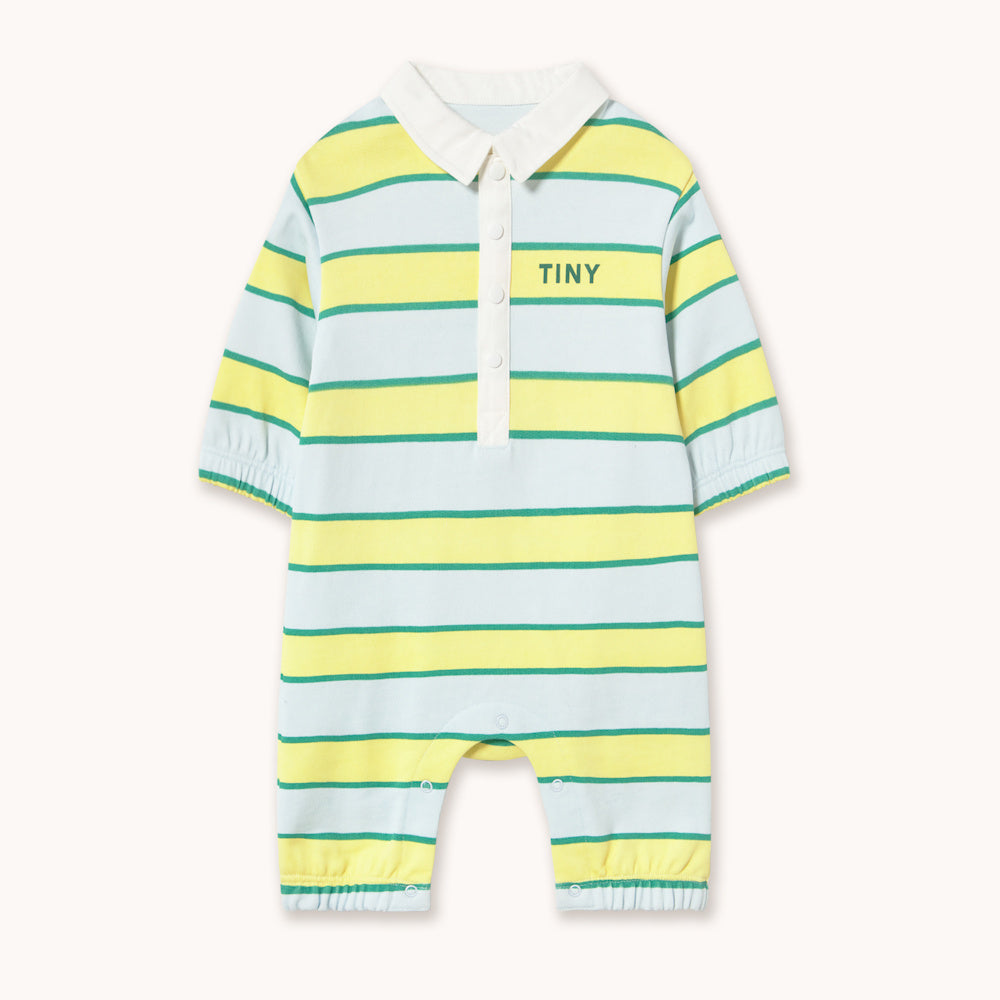 Retro Striped Baby Polo Shirt Jumpsuit