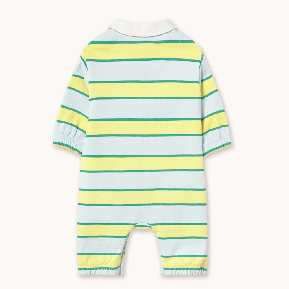 Retro Striped Baby Polo Shirt Jumpsuit