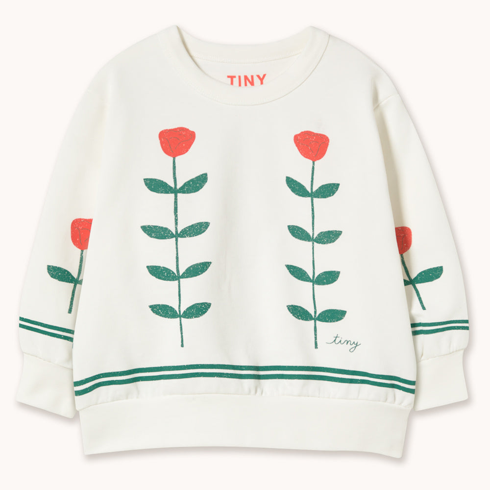 Sweatshirt à Imprimé Roses Rouges