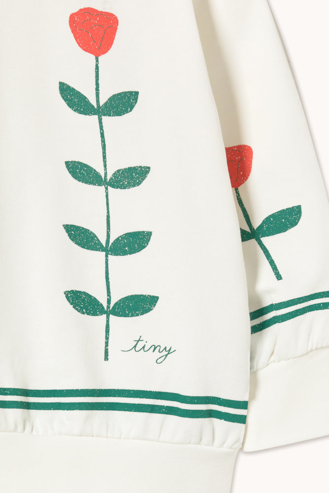 Sweatshirt à Imprimé Roses Rouges