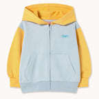 Hoodie à Blocs de Couleurs Gris et Orange