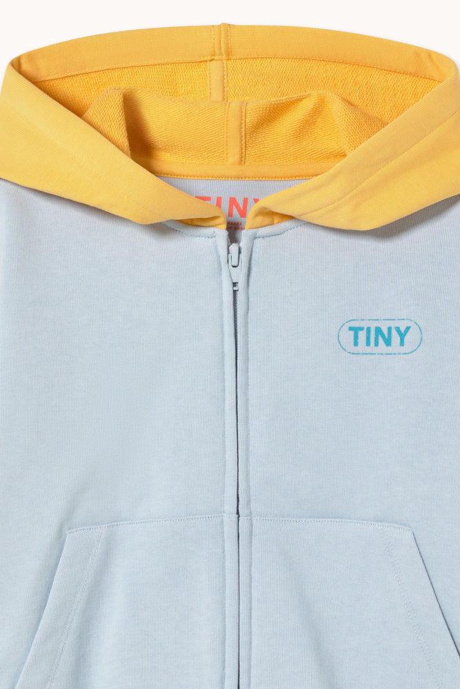 Hoodie à Blocs de Couleurs Gris et Orange