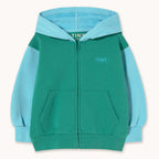 Hoodie à Blocs de Couleurs Vert et Bleu Clair