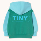 Hoodie à Blocs de Couleurs Vert et Bleu Clair