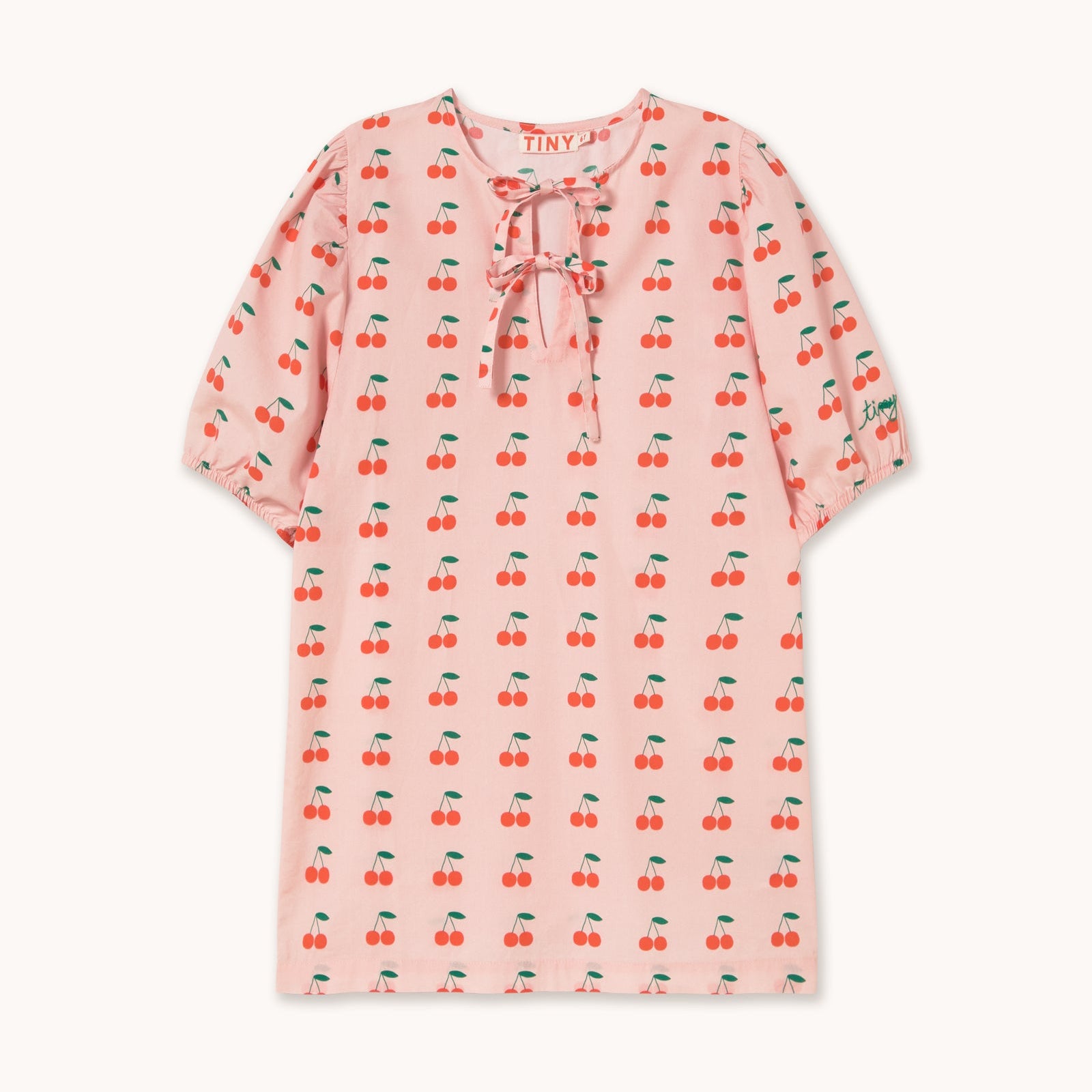 Short Sleeve Dress with Cherries Print