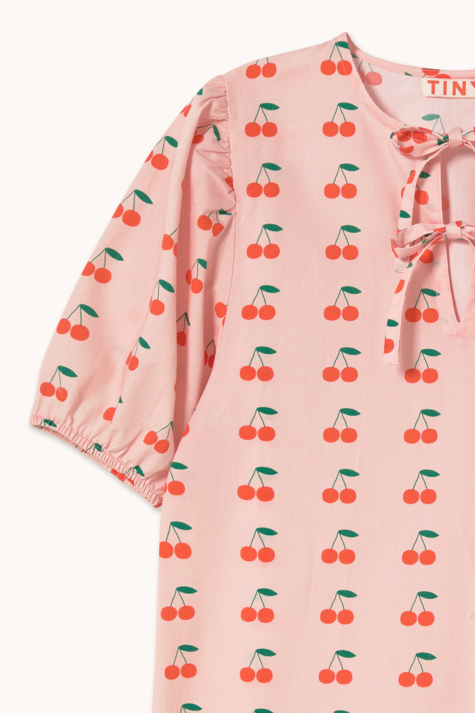 Short Sleeve Dress with Cherries Print