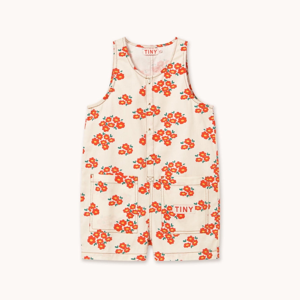 One-Piece Twill Short with Blossoms Print