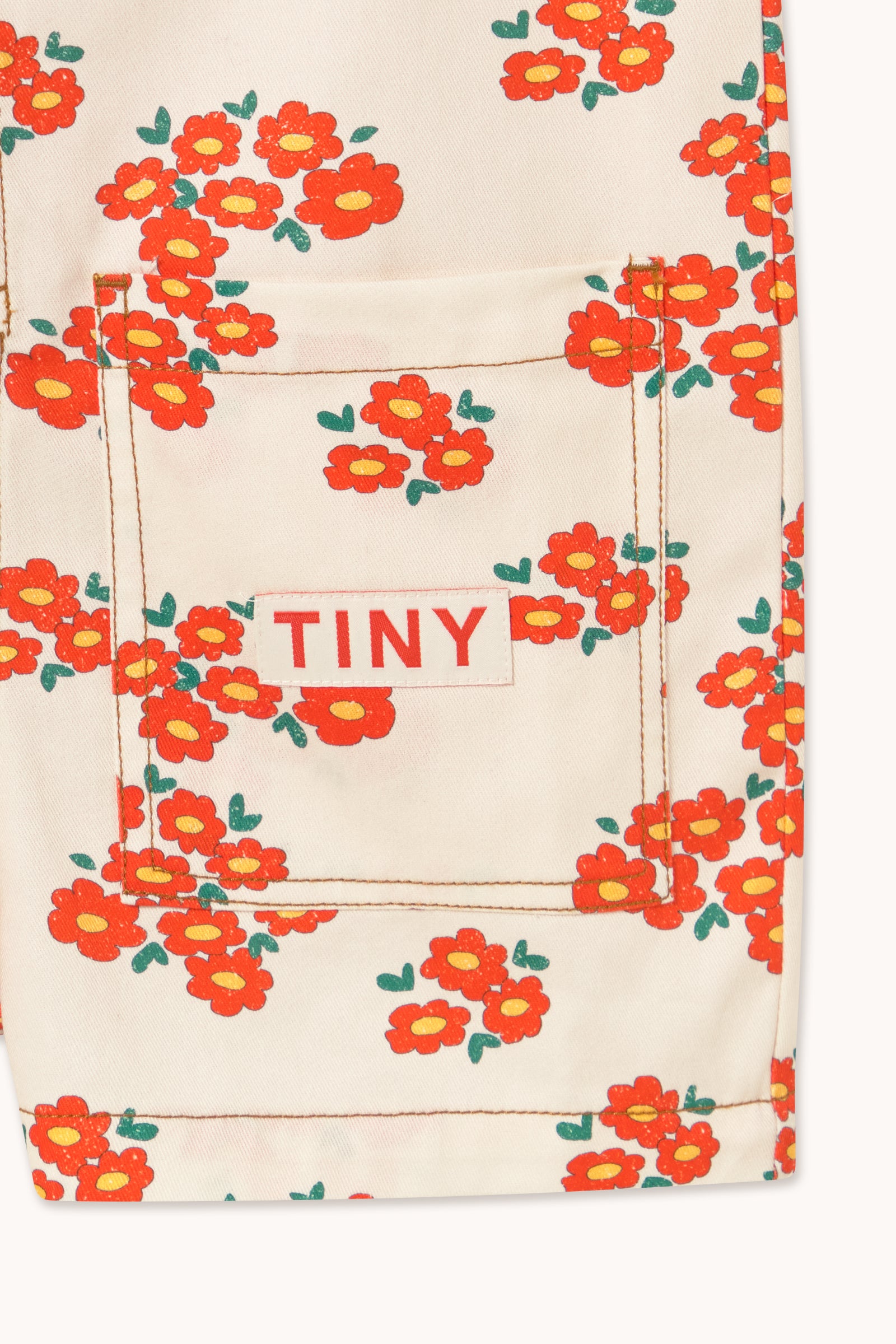 One-Piece Twill Short with Blossoms Print