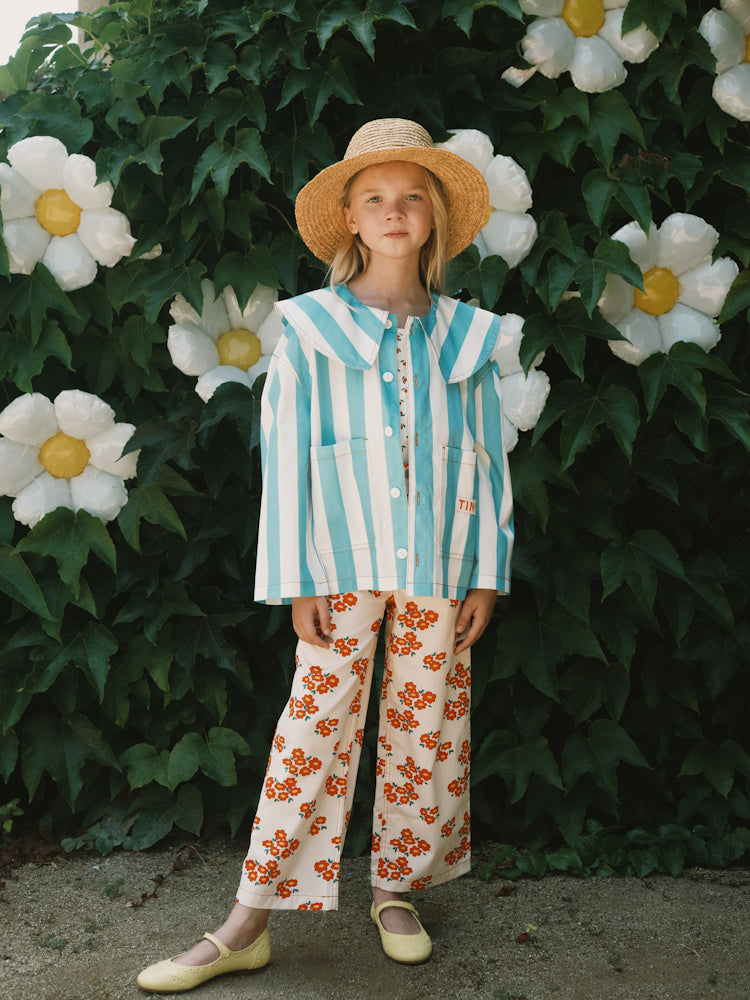 Twill Jeans with Blossoms Print
