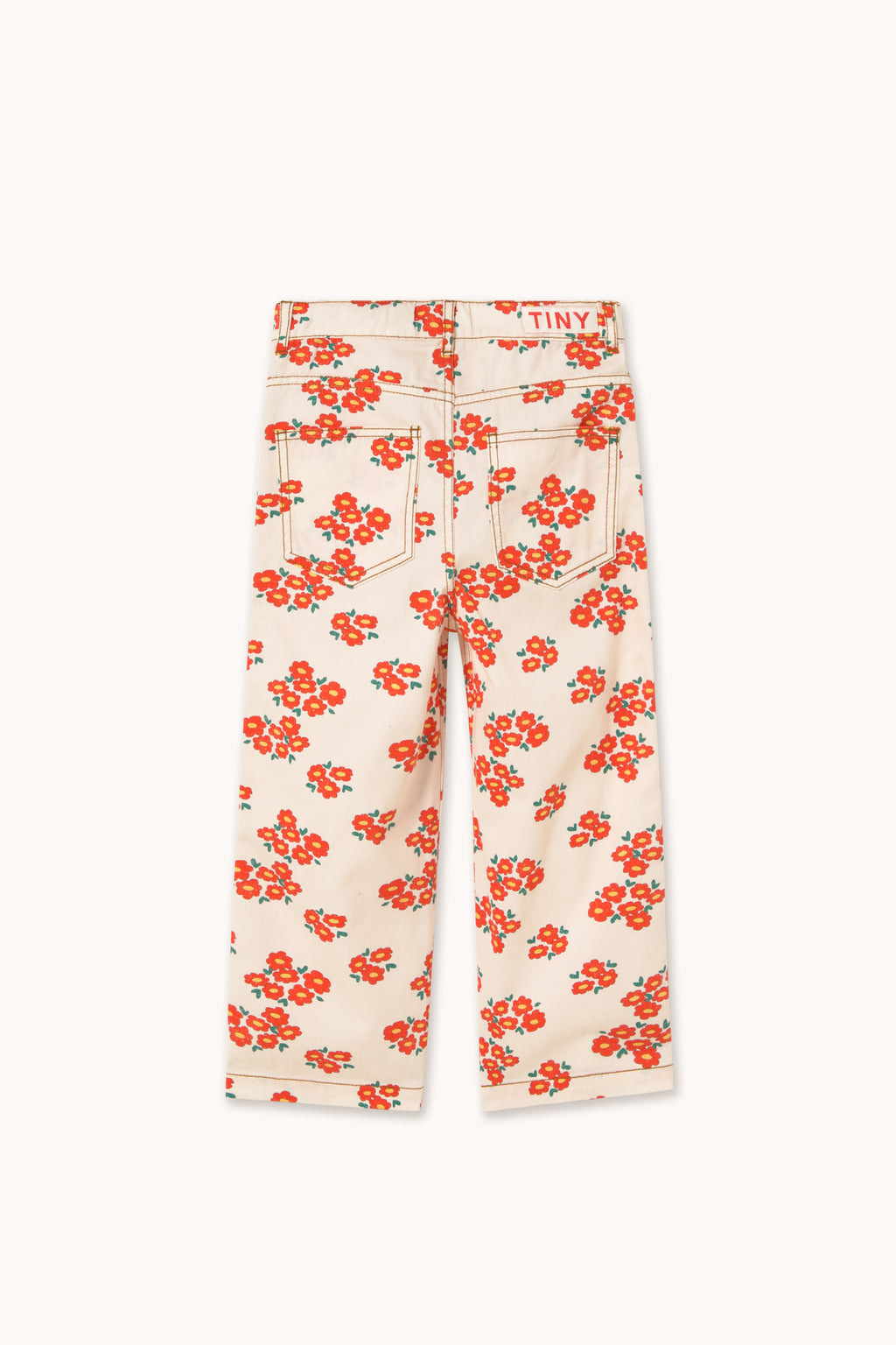 Twill Jeans with Blossoms Print