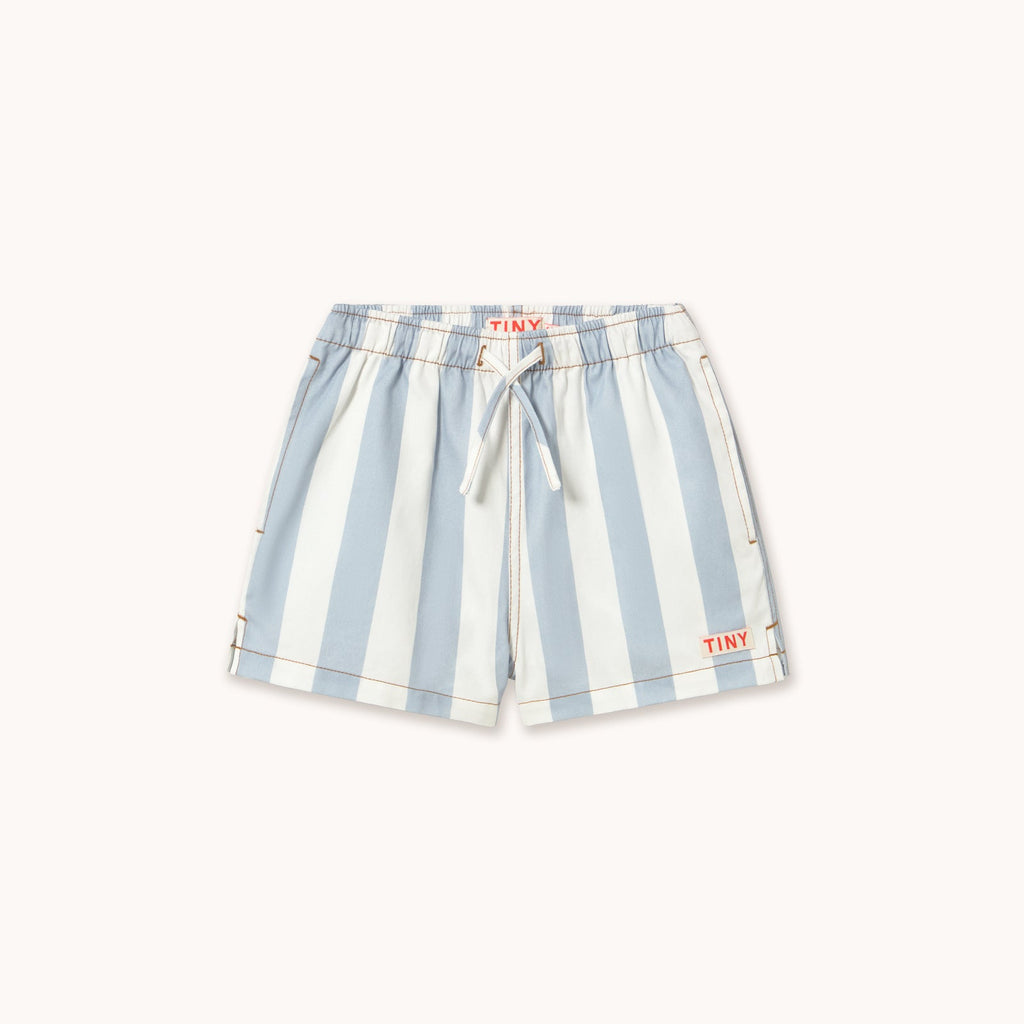 Short en Sergé à Rayures Bleu Clair