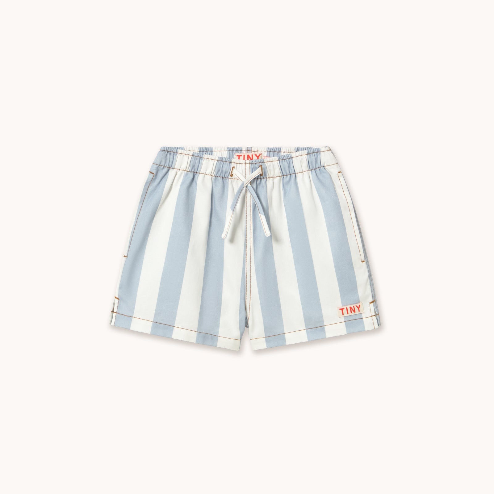 Short en Sergé à Rayures Bleu Clair