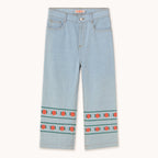 Jean en Denim à Imprimé Roses