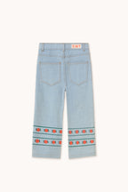 Jean en Denim à Imprimé Roses