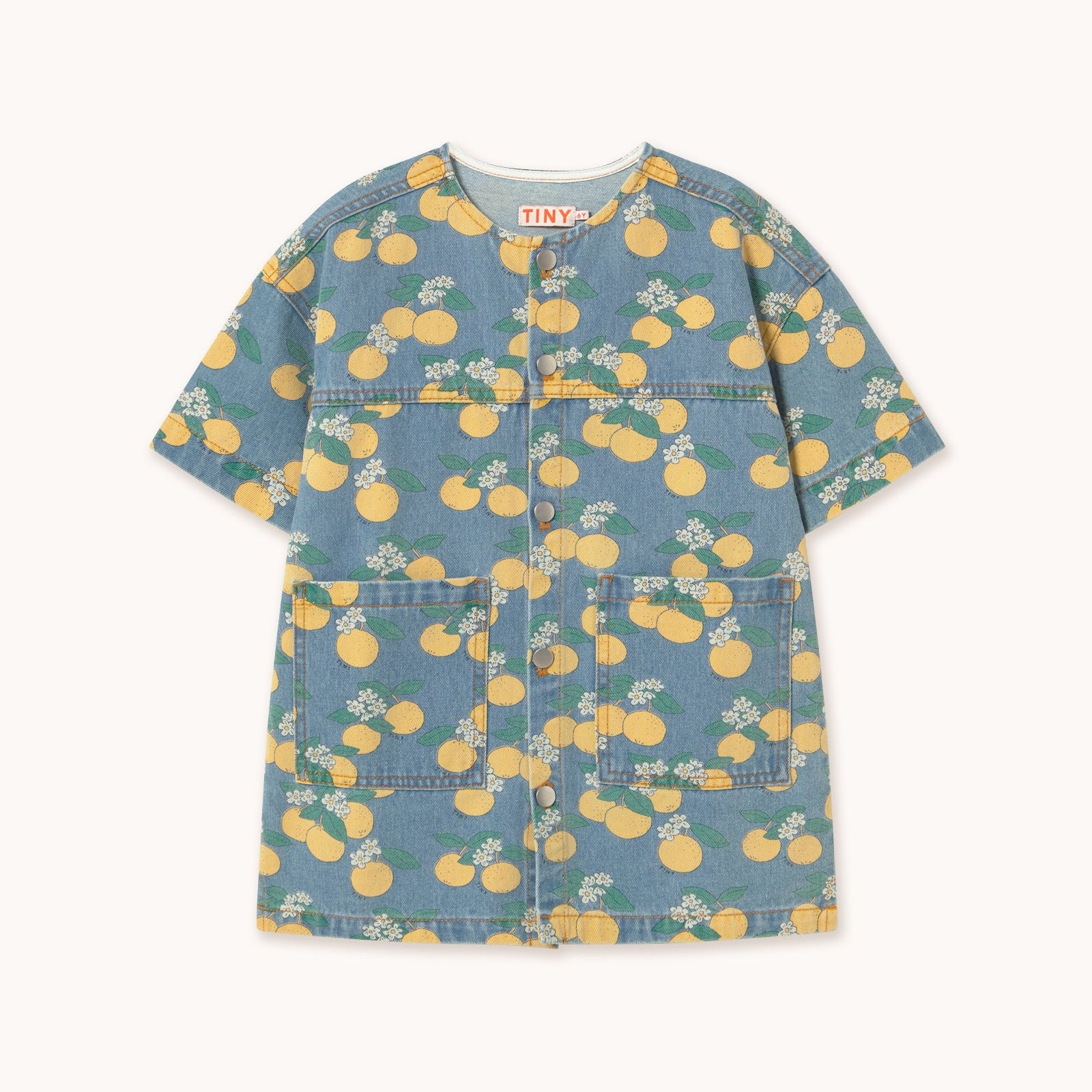 Robe en Denim à Imprimé Oranges