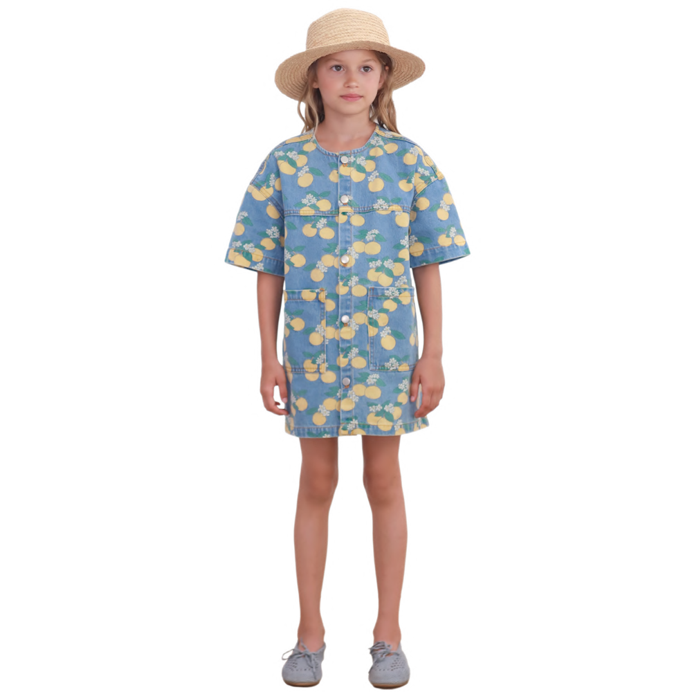 Robe en Denim à Imprimé Oranges
