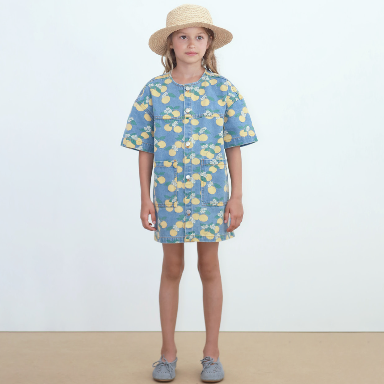 Robe en Denim à Imprimé Oranges