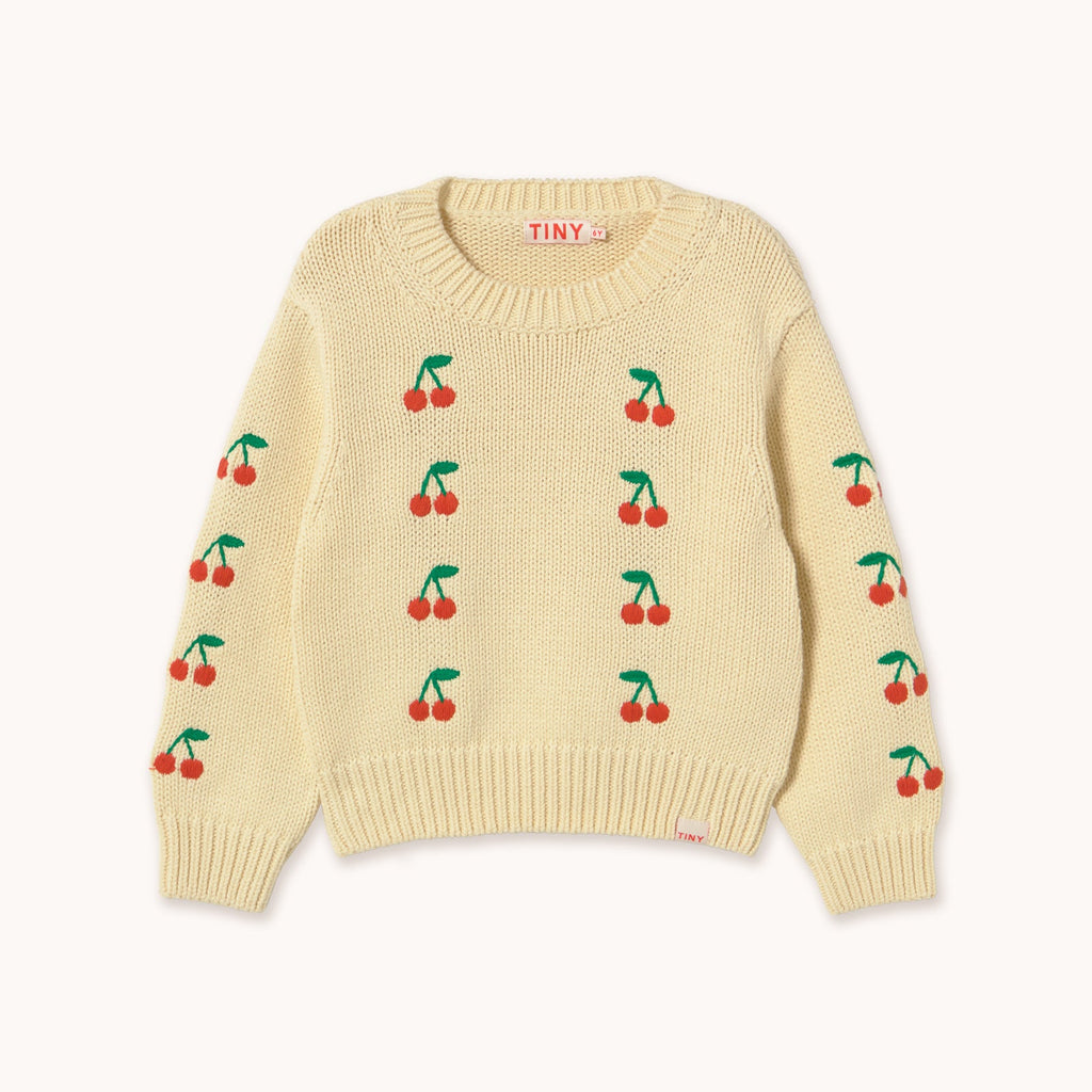 Pull Jaune à Motif Mini Cerises