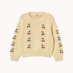 Pull Jaune à Motif Mini Cerises