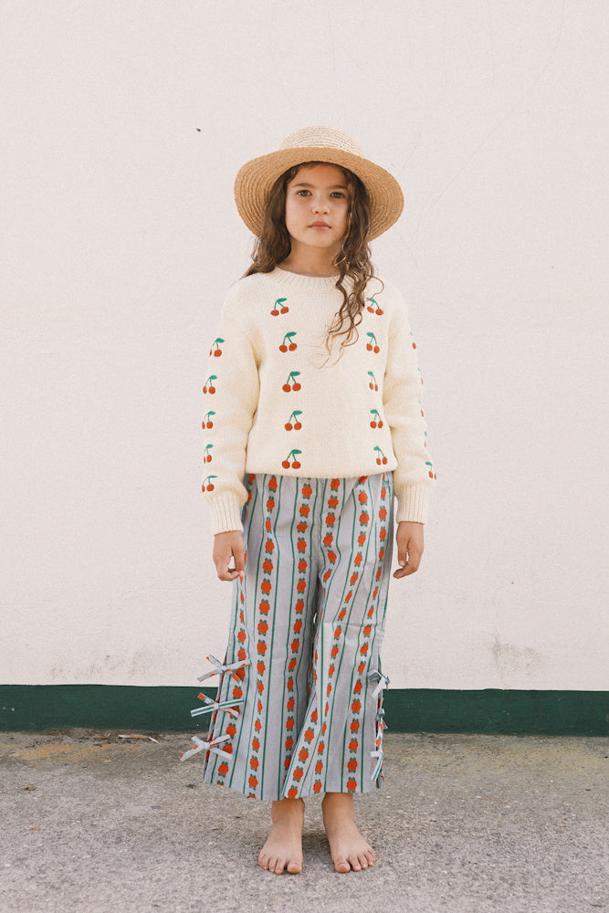 Pull Jaune à Motif Mini Cerises