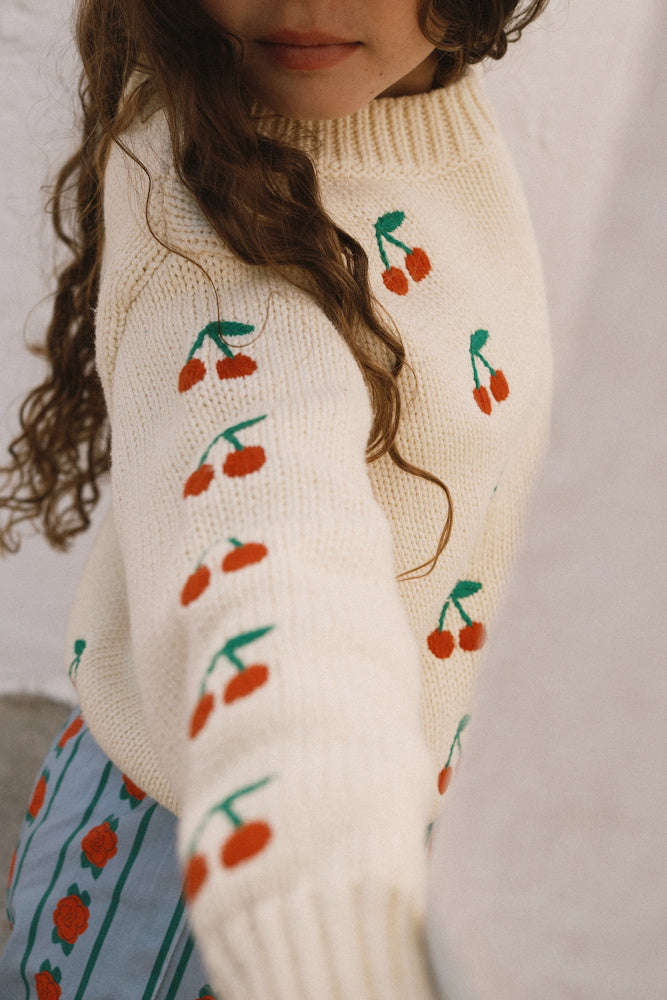 Pull Jaune à Motif Mini Cerises