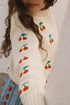 Pull Jaune à Motif Mini Cerises