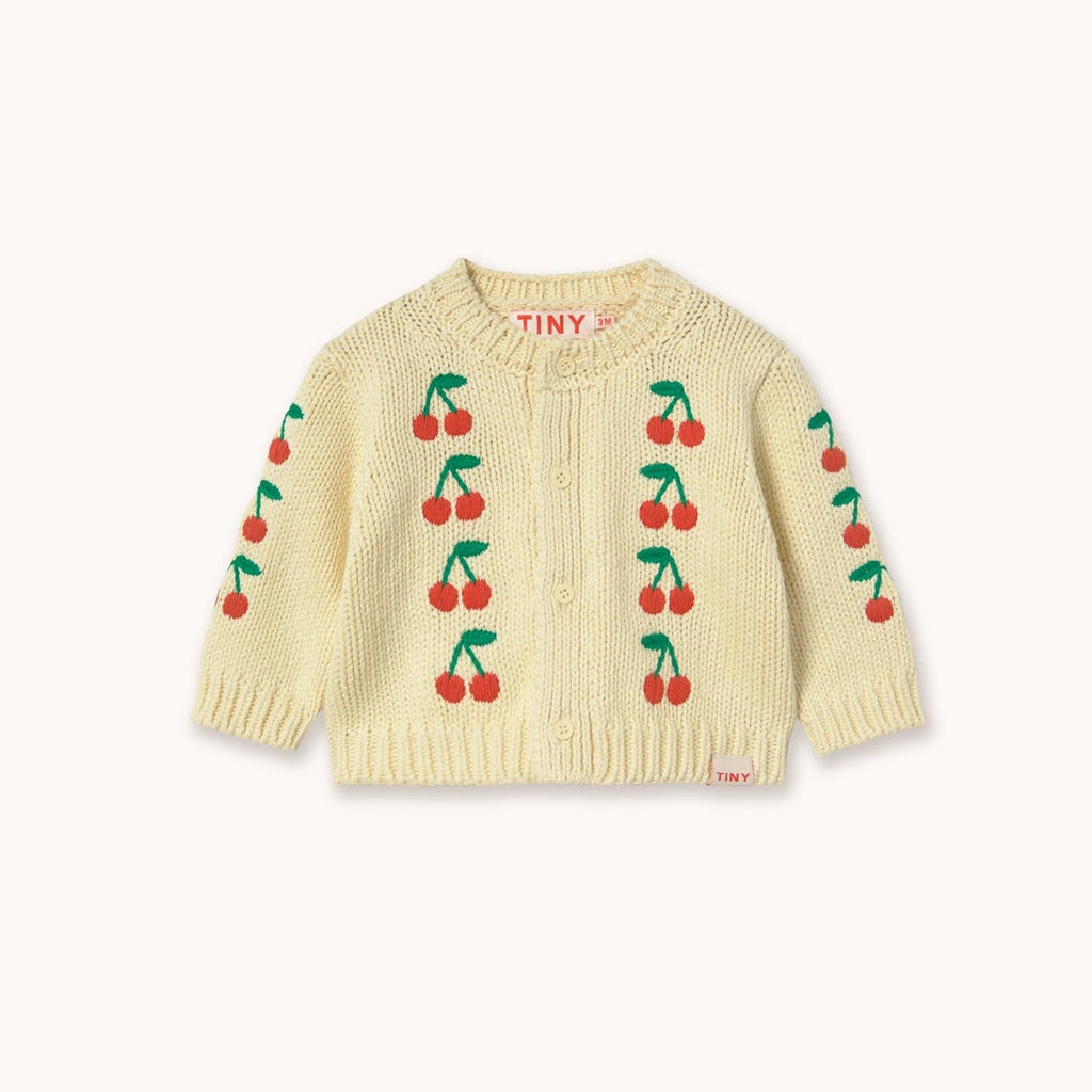 Cardigan Bébé Tricoté à Mini Imprimé Cerises