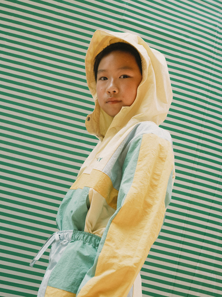 Veste Tissée à Blocs de Couleurs