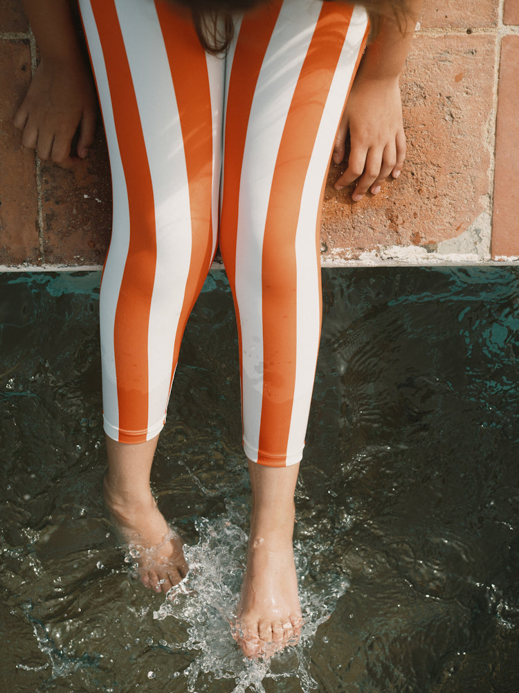 Leggings à Rayures Rouges