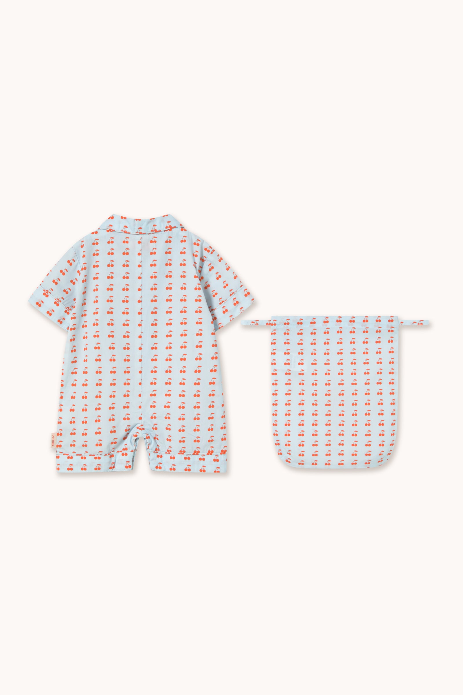 One-piece baby jumpsuit with cherry print