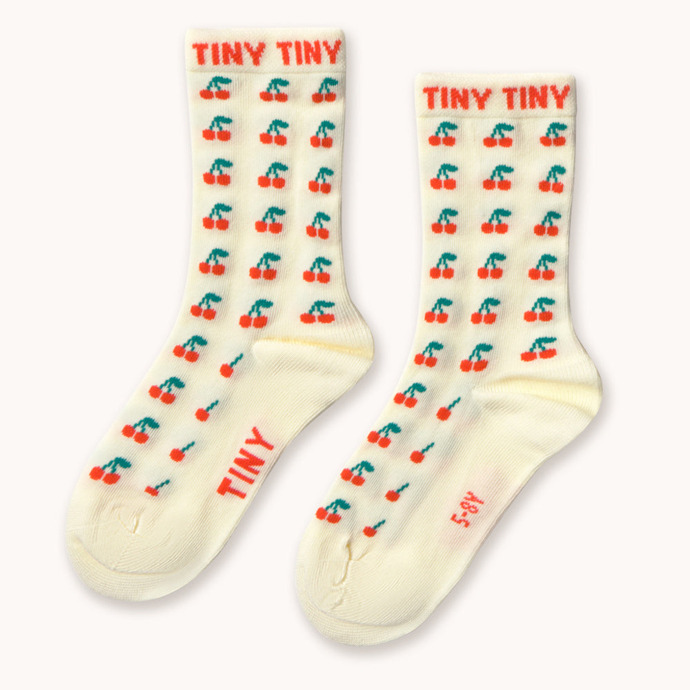 Off-white medium-sized cherry pattern socks