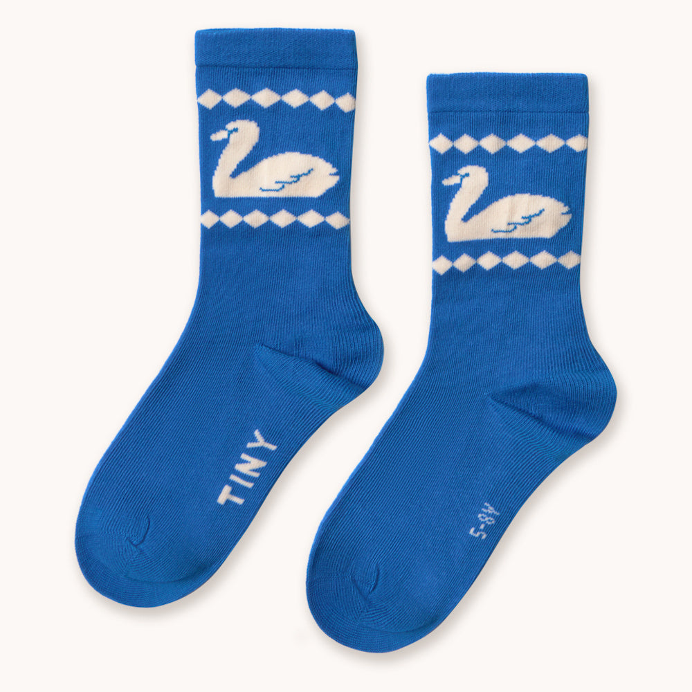 White Socks, Medium Size, with Blue Stripes