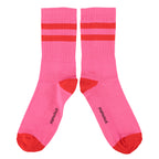Pink Socks with Red Stripes