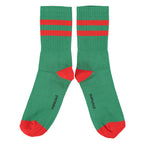 Chaussettes Vertes à Rayures Rouges