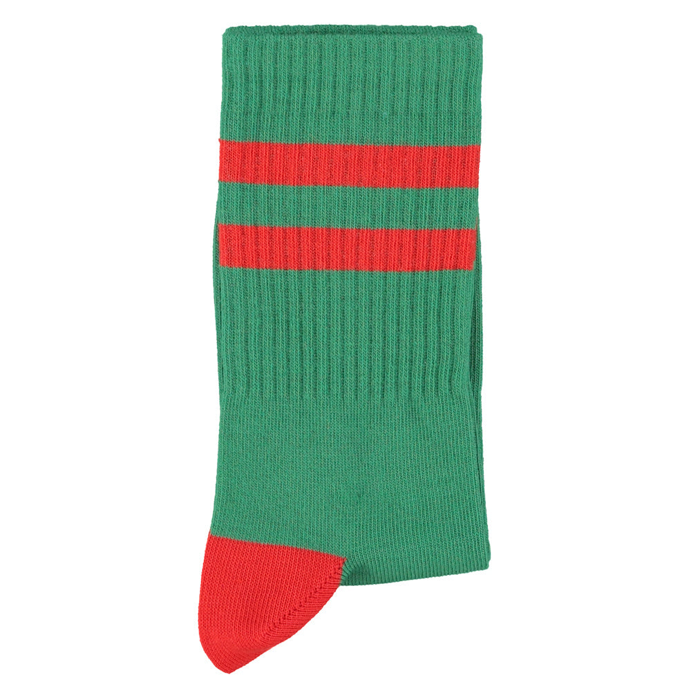 Chaussettes Bébé Vertes à Rayures Rouges