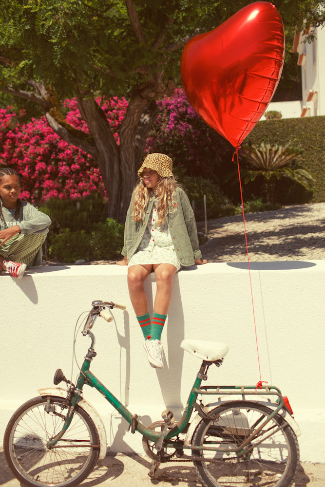 Chaussettes Vertes à Rayures Rouges