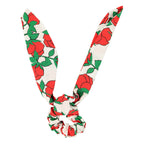 Chouchou Écru à Imprimé Roses Rouges