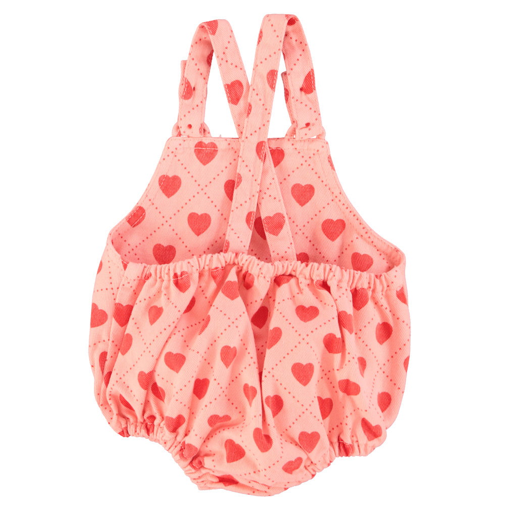 Barboteuse Bébé Rose à Imprimé Cœurs Rouges