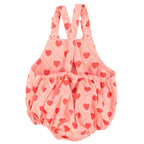 Barboteuse Bébé Rose à Imprimé Cœurs Rouges