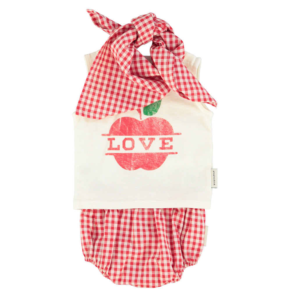 Baby Bloomers Red & Ecru Checkered