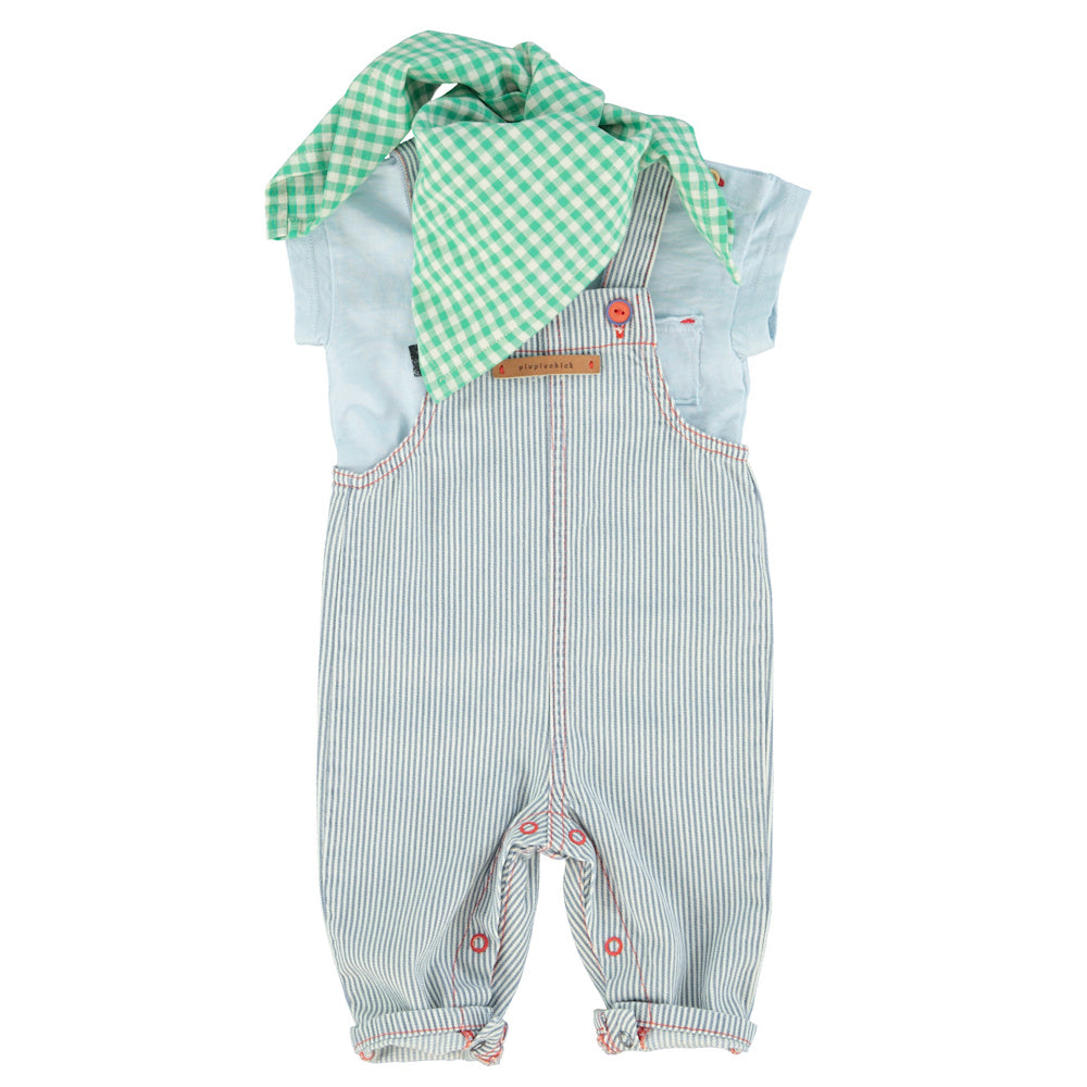 Salopette Bébé Écrue à Rayures Indigo