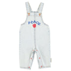 Baby Dungarees Washed Light Blue Denim with "PEACE" Print
