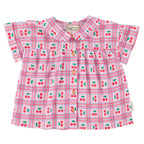 Peter Pan Collar Shirt Lilac with Cherries Allover