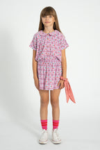 Peter Pan Collar Shirt Lilac with Cherries Allover