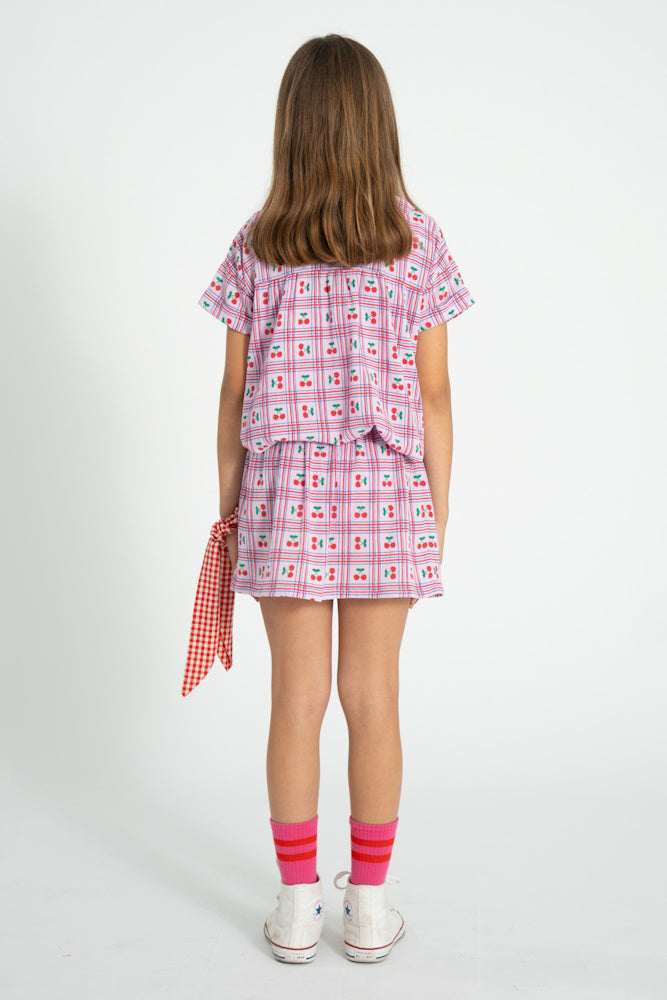 Peter Pan Collar Shirt Lilac with Cherries Allover