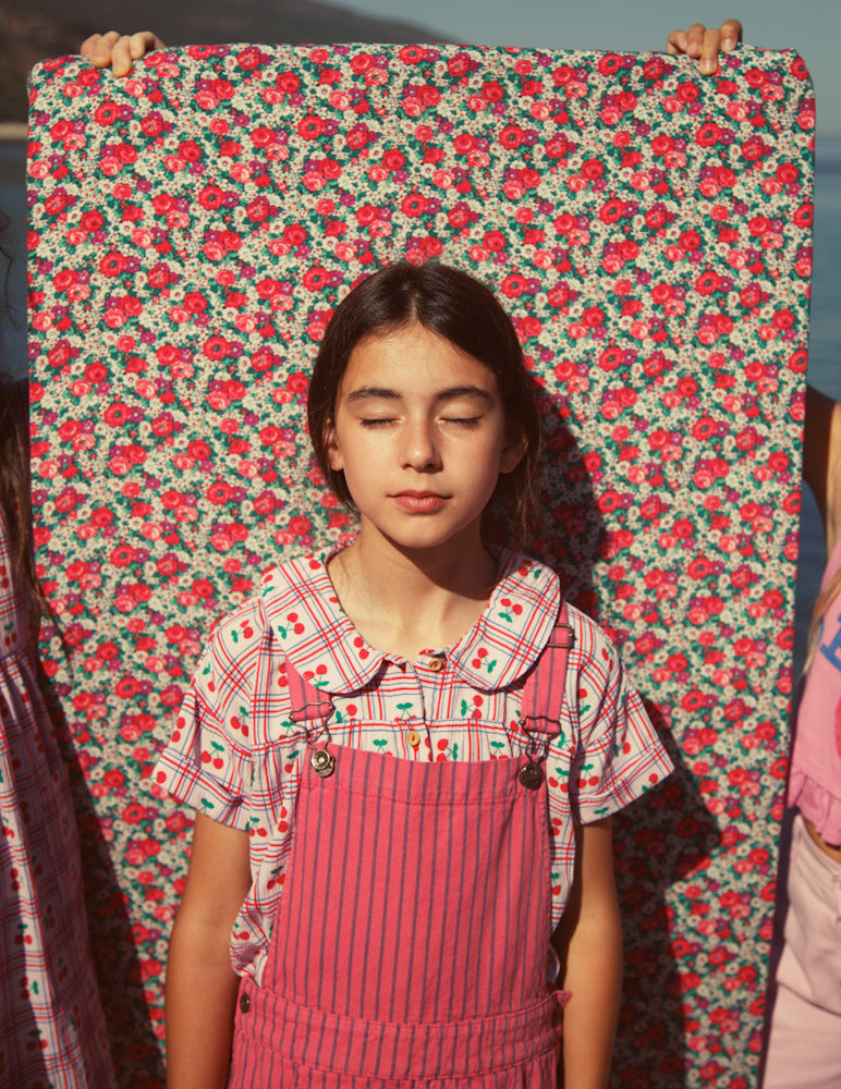 Peter Pan Collar Shirt Lilac with Cherries Allover