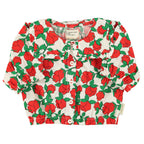 Blouse with Sailor collar Ecru with Red Roses Print