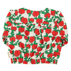 Blouse with Sailor collar Ecru with Red Roses Print